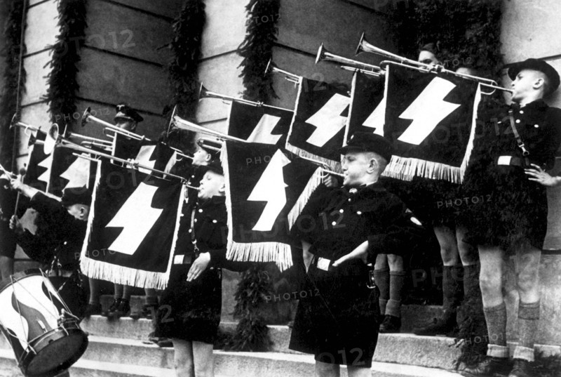 Hitler Youth in front of the Town Hall in Tomaszow, Poland, May 1941