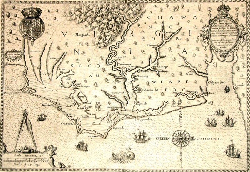 Map of 1590 engraved by Theodore de Bry