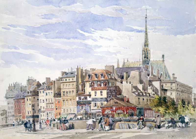 Sainte-Chapelle and the Palais de Justice by the Quay Pont Saint-Michel'