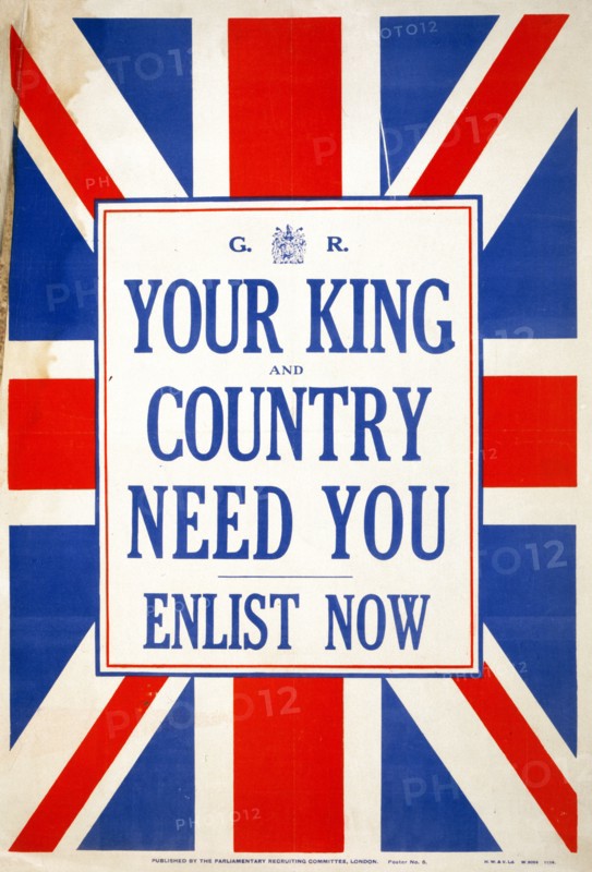 World War I poster for recruiting soldiers