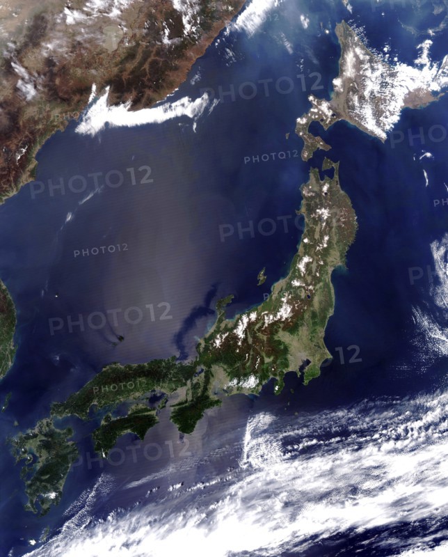 Satellite view of the islands of Japan