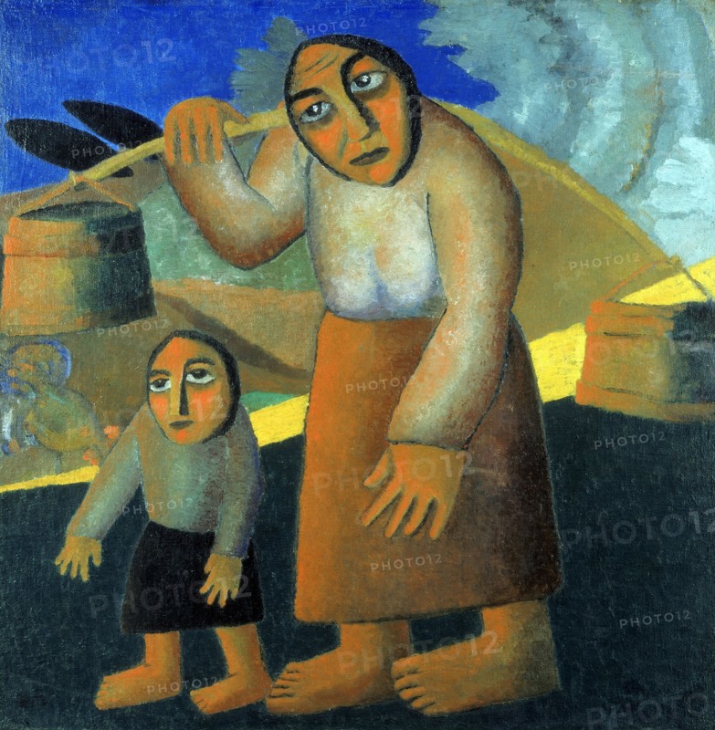 Malevich, Une femme paysan avec un seau et un enfant
