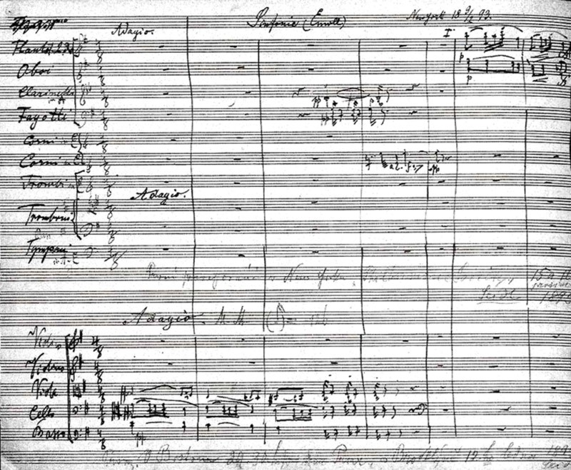 First page of the score of Dvorak's Symphony No. 9