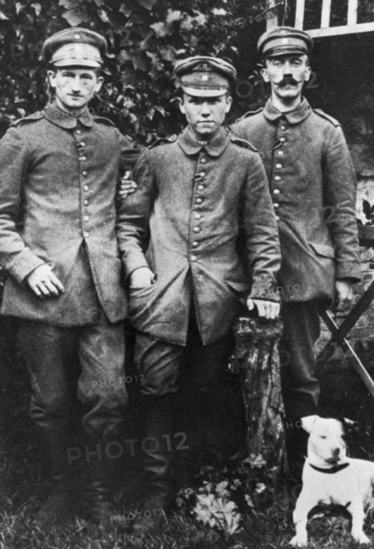 Adolf Hitler as a German soldier with comrades during World War I
