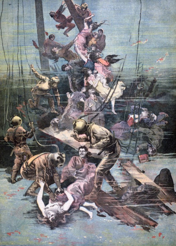 Divers recovering bodies