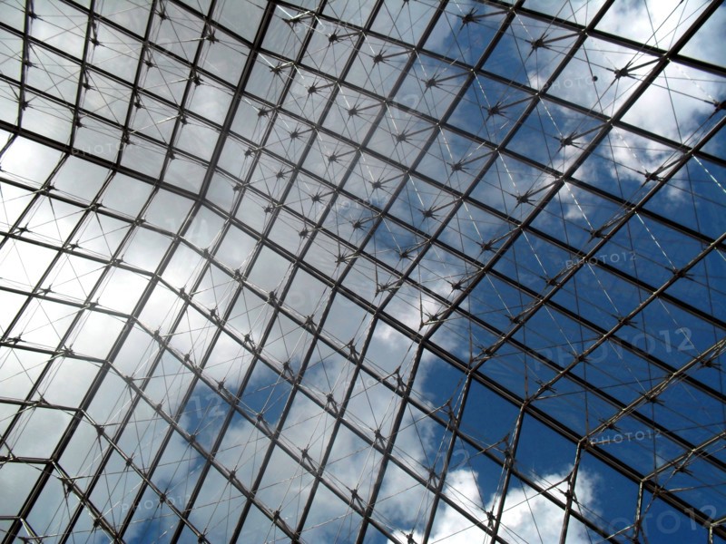 Interior of the 'Louvre Pyramid' at the Louvre museum