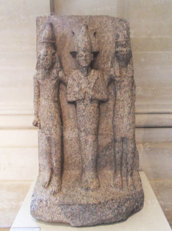 The god Osiris between her son Horus