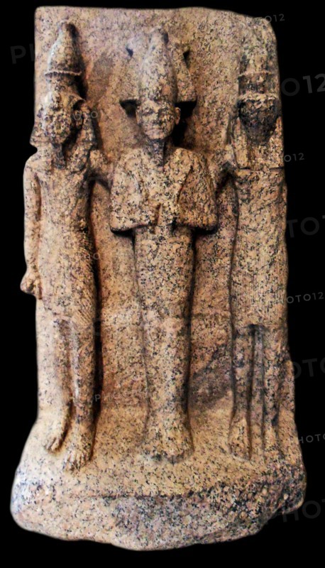 The god Osiris between her son Horus