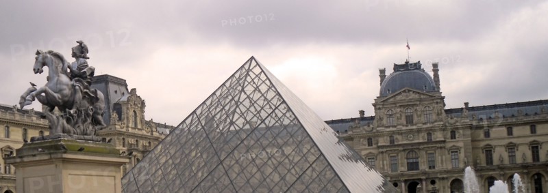 exterior of the 'Louvre Pyramid' at the Louvre museum, Paris France