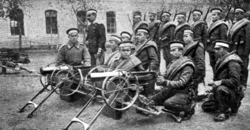 Bulgarian Army field artillery unit with guns unlimbered and ready for actioin