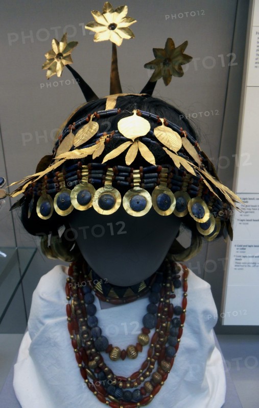 Elaborate headdress of a high-level Sumerian woman