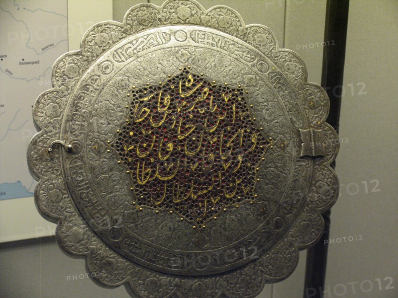 Mirror and stand with an open work dedication