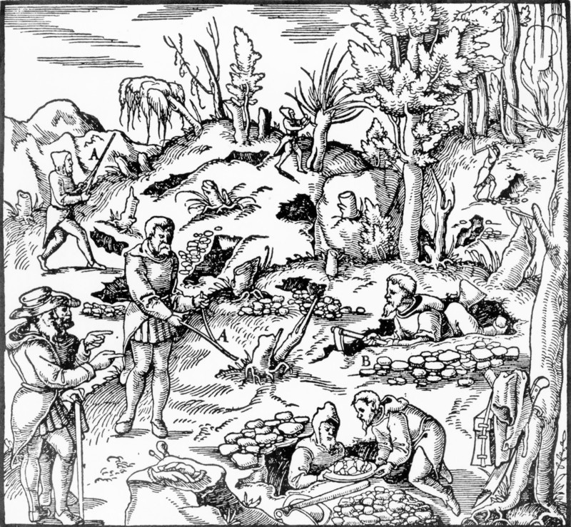 Prospecting for metals using divining rods