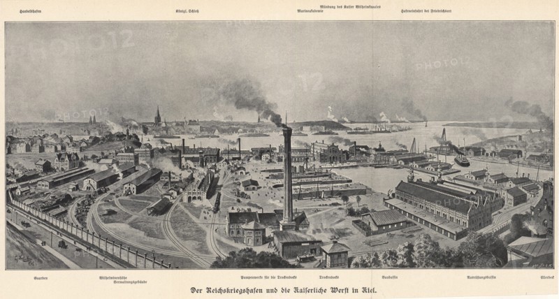 German naval base and Royal Dockyards, Kiel.