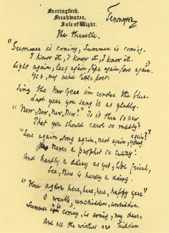 Manuscript of 'The Throstle'