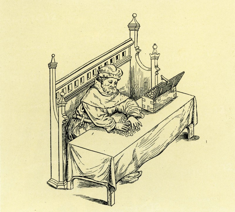 English merchant counting his money