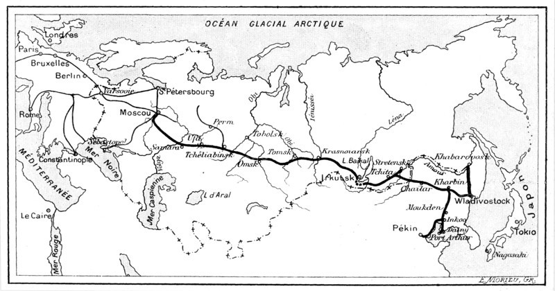 The route of the Trans-Siberian Railway