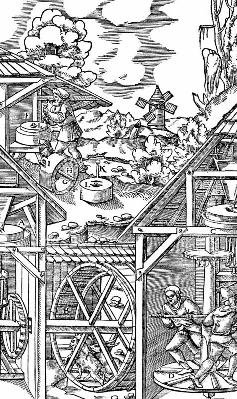 Crushing gold bearing ores in mills similar in principle to flour mills