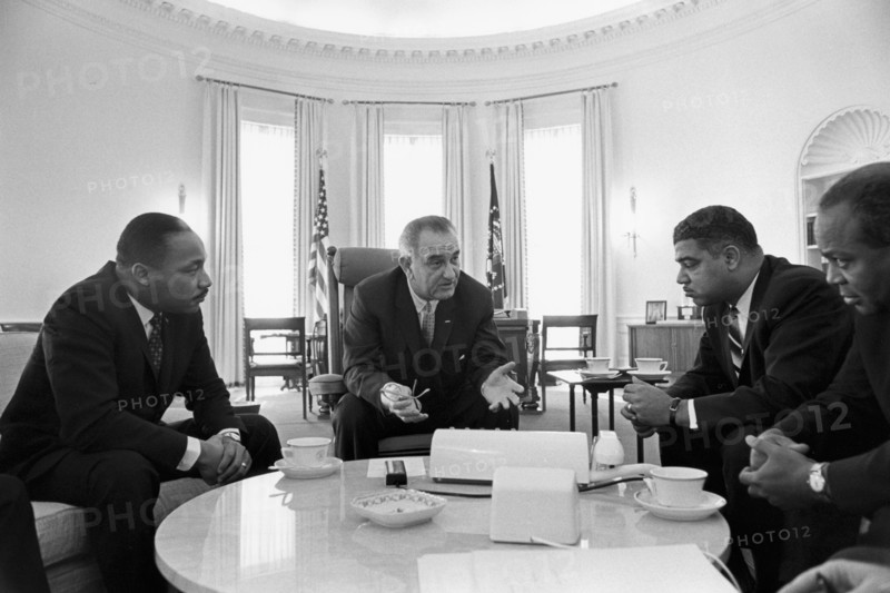 Lyndon Baines Johnson in talks with Civil Rights leaders in the White House