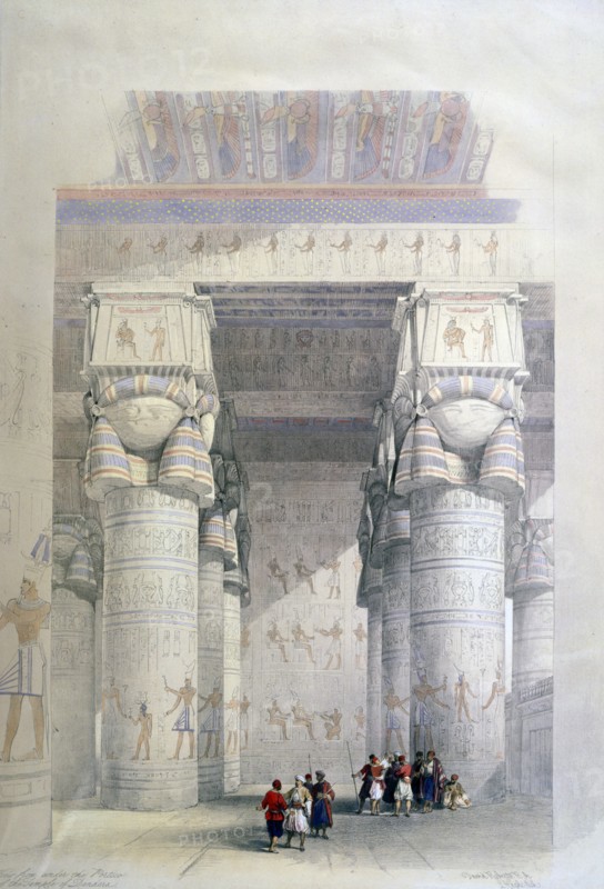 View from Under the Portico of the Temple of Dendera', c1839