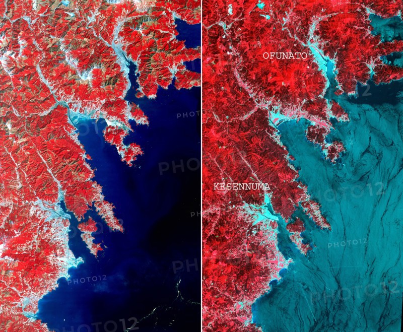 Image of the north-eastern Japan coastal cities of Ofunato and Kesennuma