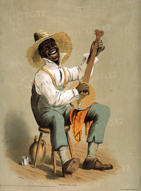 Playing a banjo