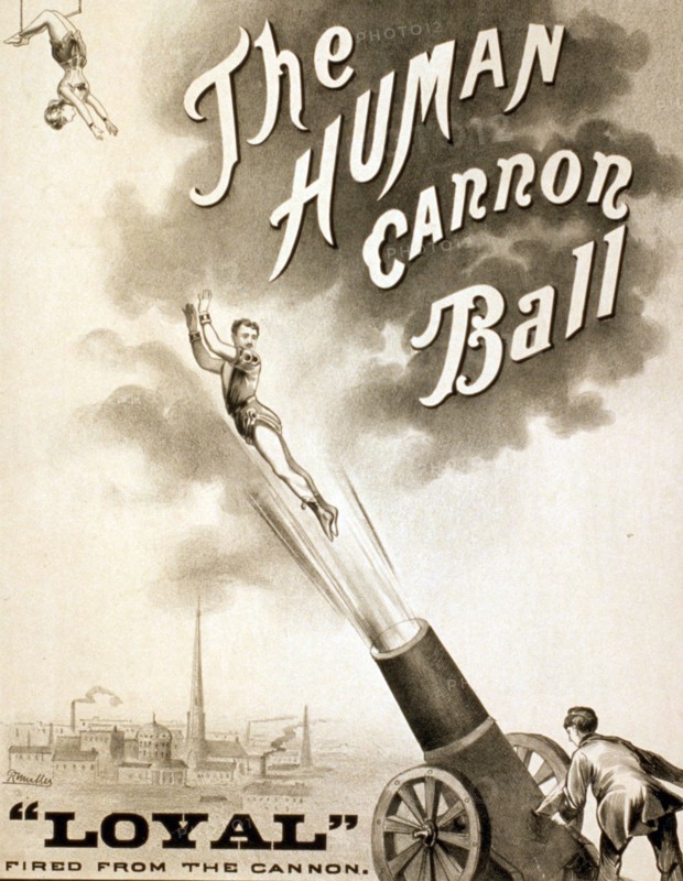 Title: The human canon ball c1879
