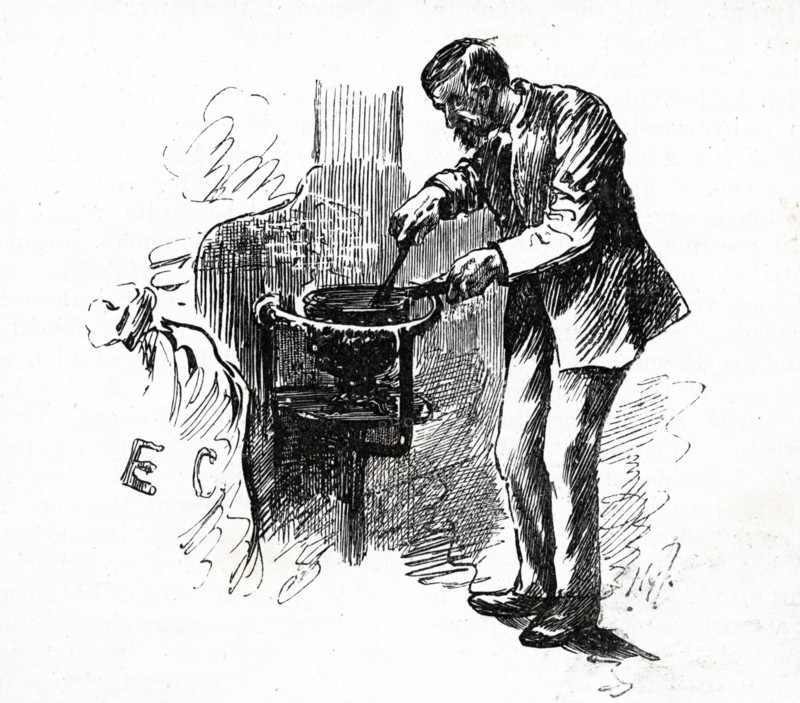 Heating the wax with which mail bags were sealed before dispatch