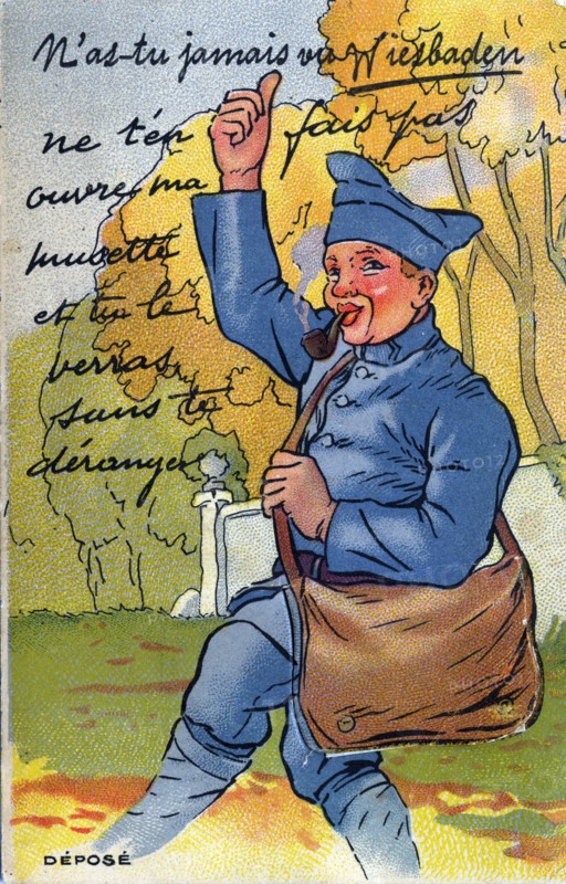 'French soldier sending greetings from the German city of Wiesbaden