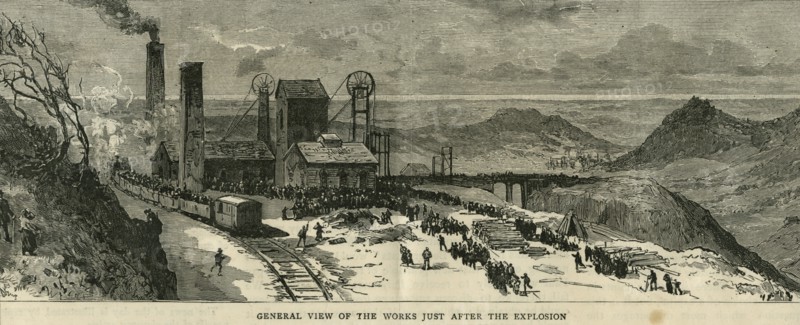 Colliery explosion at Llanerch, Monmouthshire, Wales, 1890