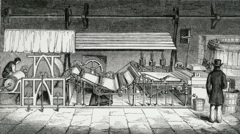 Machine for making continuous roll of paper