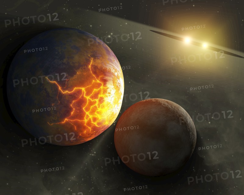 Imminent planetary collision around a pair of double stars