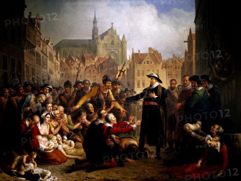 Van Bree, Burgomaster van der Werf offers his sword to the people of Leiden