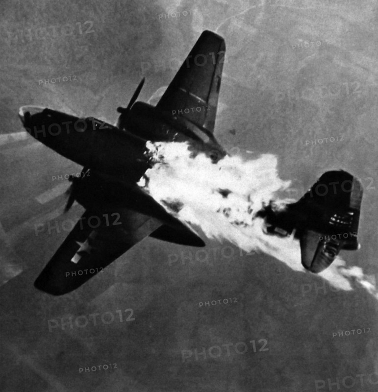 A US Air Force A-20 bomber aircraft is attacked