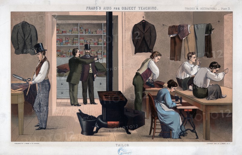 People working in tailor shop, c.1874