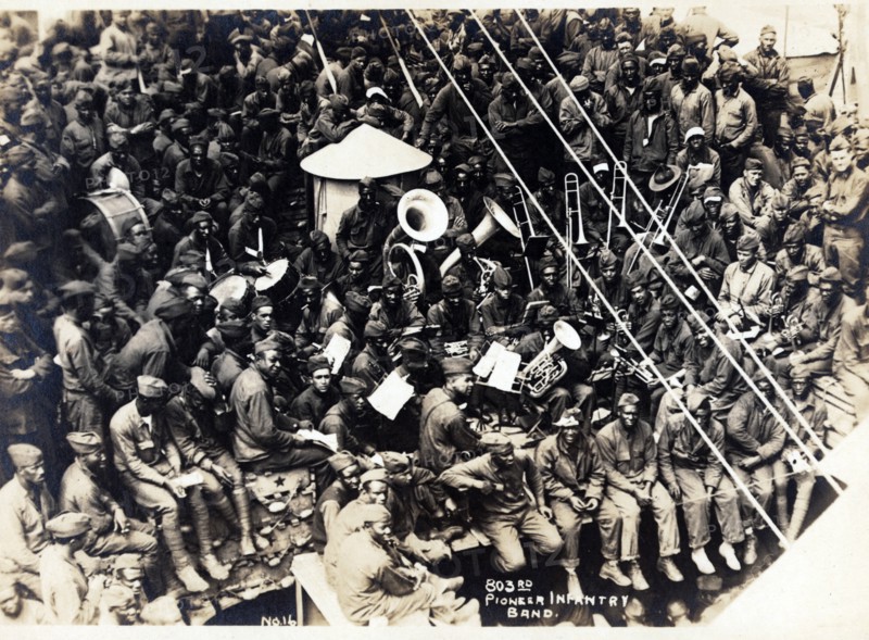 African American band members on the U.S.S. Philippine, 1919