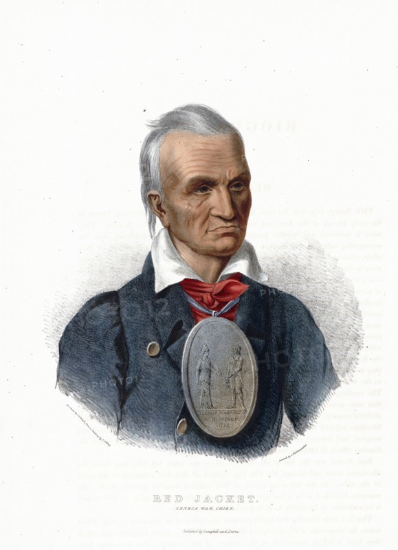 Red Jacket. Seneca war chief on stone by Corbould