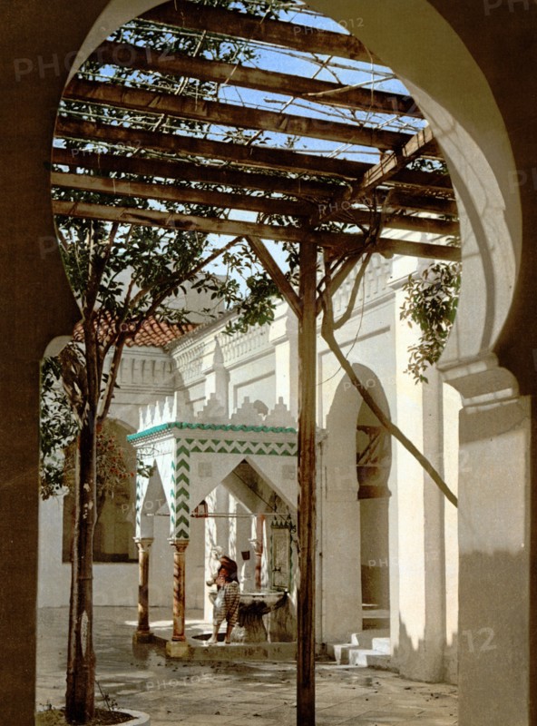 Fountain in Mosque of El Kebir, Algiers, Algeria, 1899.