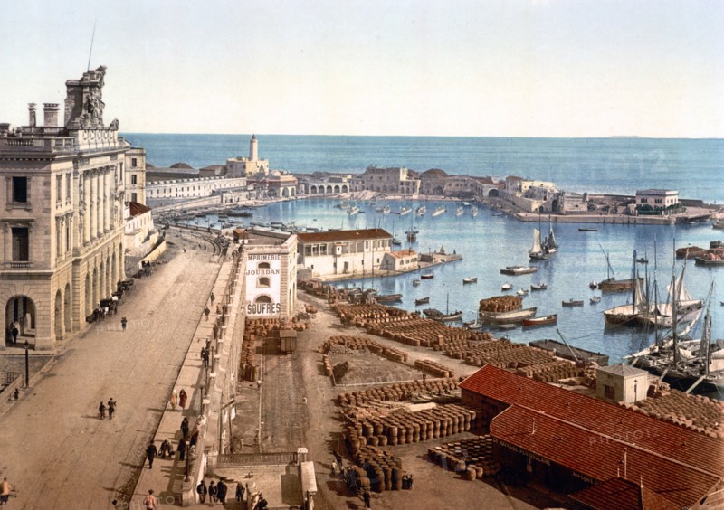 The harbour and admiralty, Algiers, Algeria 1899.