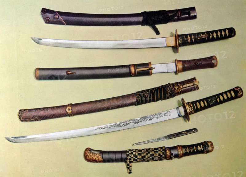 Collection of 14th Century Japanese Katana, Wakizashi, Tanto, and Samurai swords