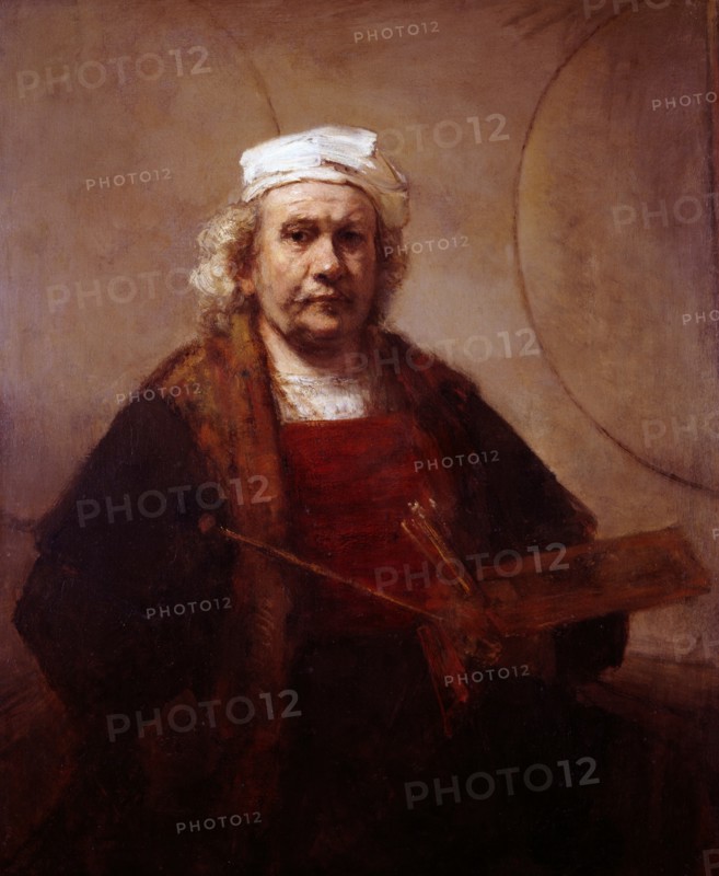 Rembrandt Harmenszoon van Rijn's painting titled 'Self-Portrait with Two Circles'