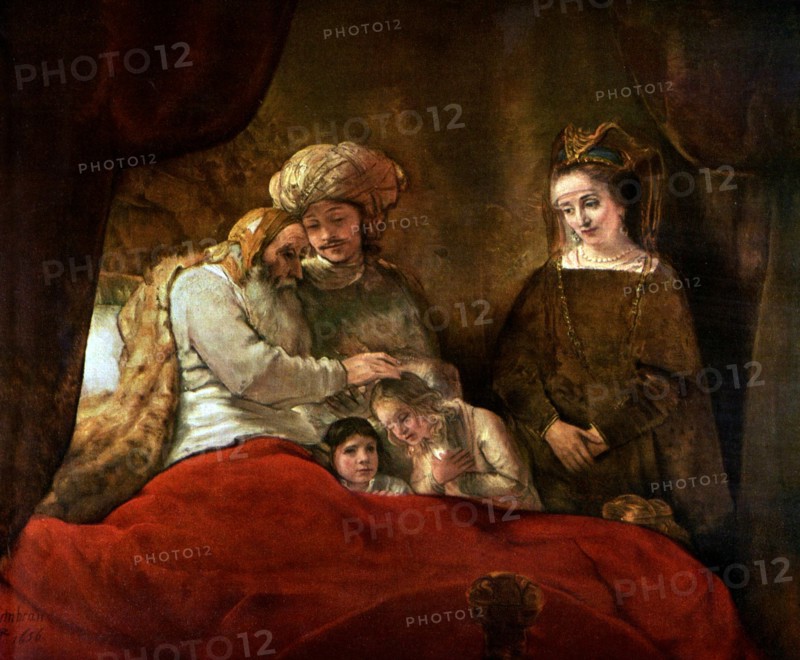 Rembrandt Harmenszoon van Rijn's painting titled 'Jacob Blessing the sons of Joseph'