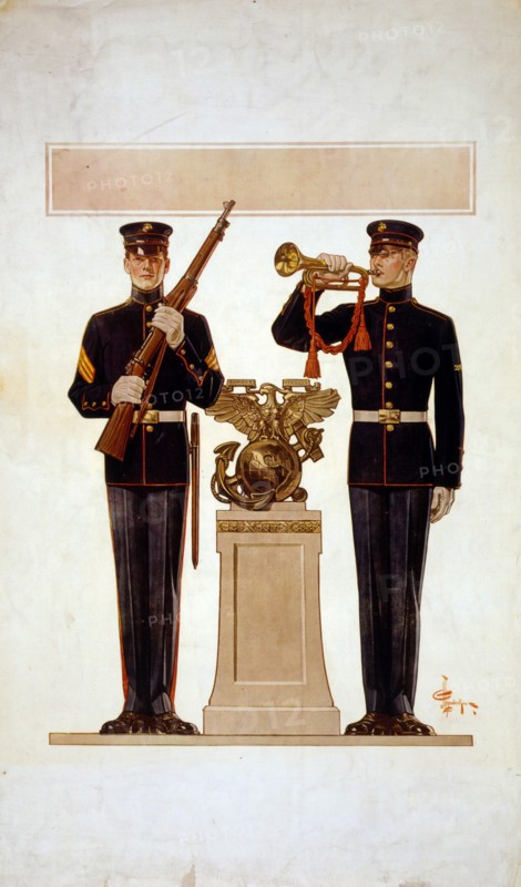 Poster depicting two Marines in dress uniform