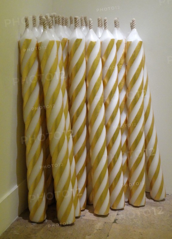 Untitled Paraffin and metal structure of Birthday candles by Philippe Parreno