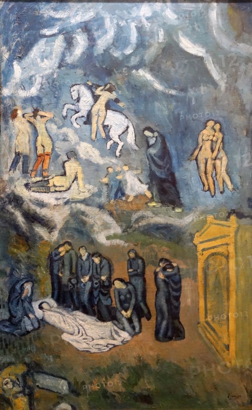 Painting titled 'Evocation The Burial of Casagemas' by Pablo Picasso