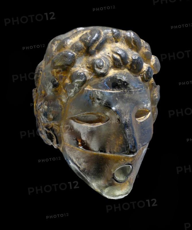 Gold painted glass wall fountain mask by Henri Edouard Navarre