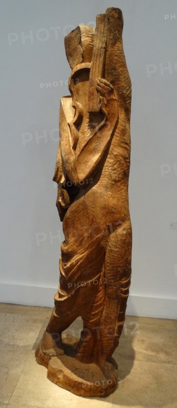 Elm wood sculpture titled 'Orpheus' by Ossip Zadkine