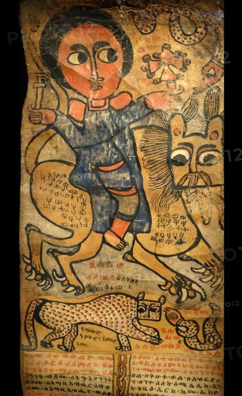 Samuel on a lion.