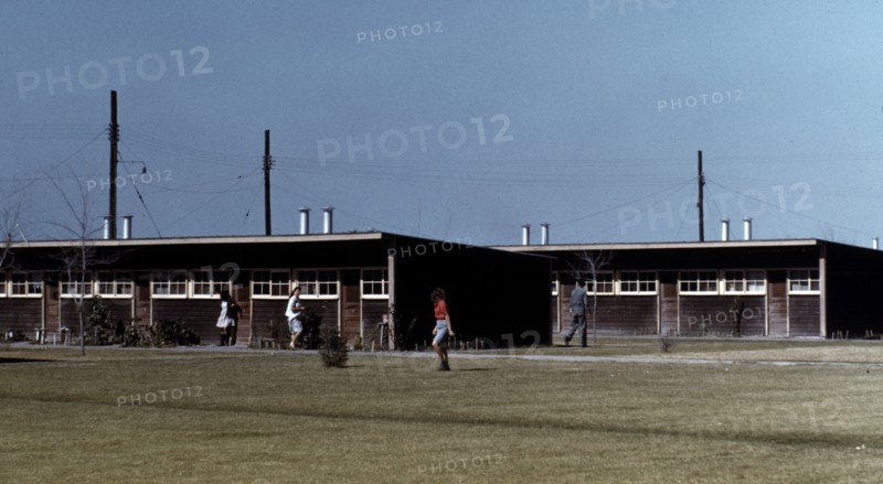Row shelters, Texas, USA.