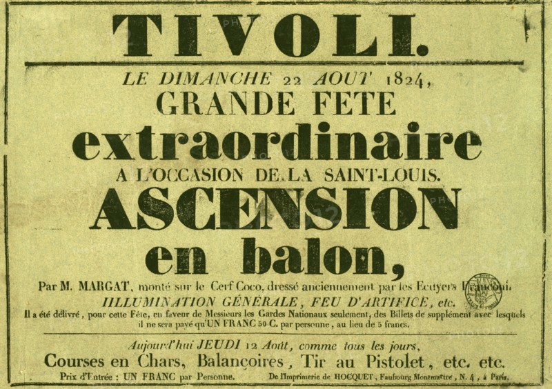 Broadside announcing a balloon ascension by Jean Margat